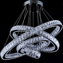 Crystal Pendant Light Ceiling Lamp Chandelier Lighting Fixtures with 4 Rings