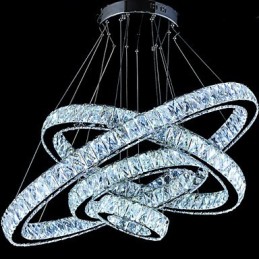 Crystal Pendant Light Ceiling Lamp Chandelier Lighting Fixtures with 4 Rings