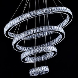 Crystal Pendant Light Ceiling Lamp Chandelier Lighting Fixtures with 4 Rings