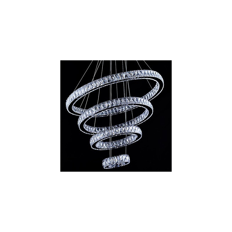 Crystal Pendant Light Ceiling Lamp Chandelier Lighting Fixtures with 4 Rings
