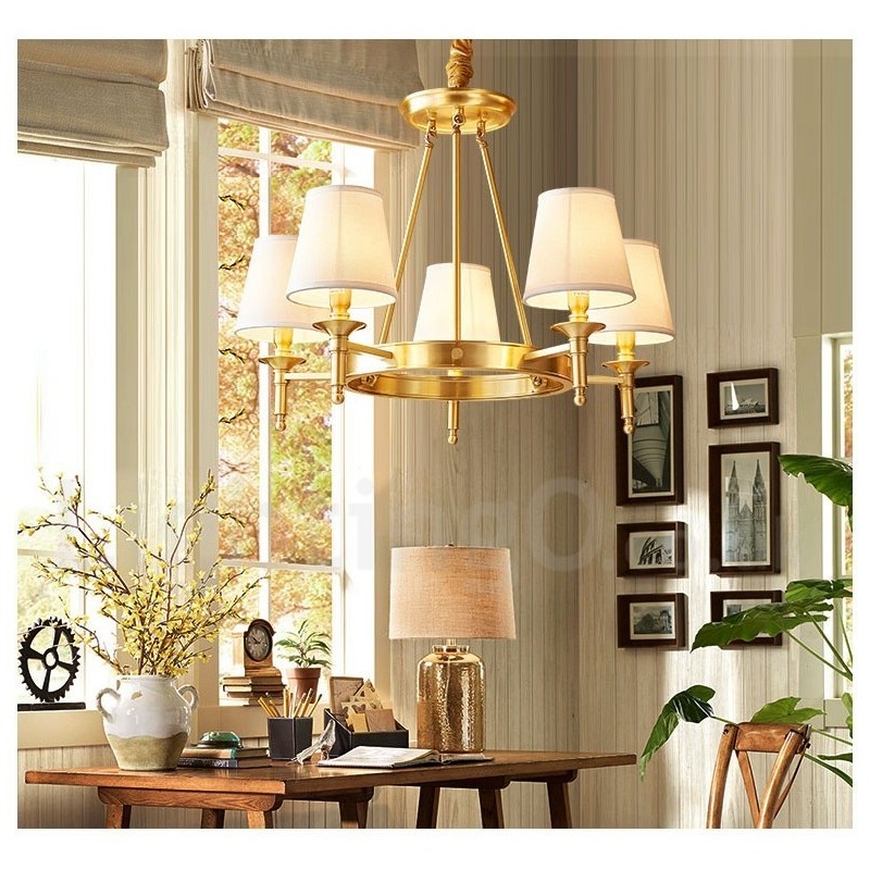 Pure Brass Round Chandelier Pendant Light Traditional Classic