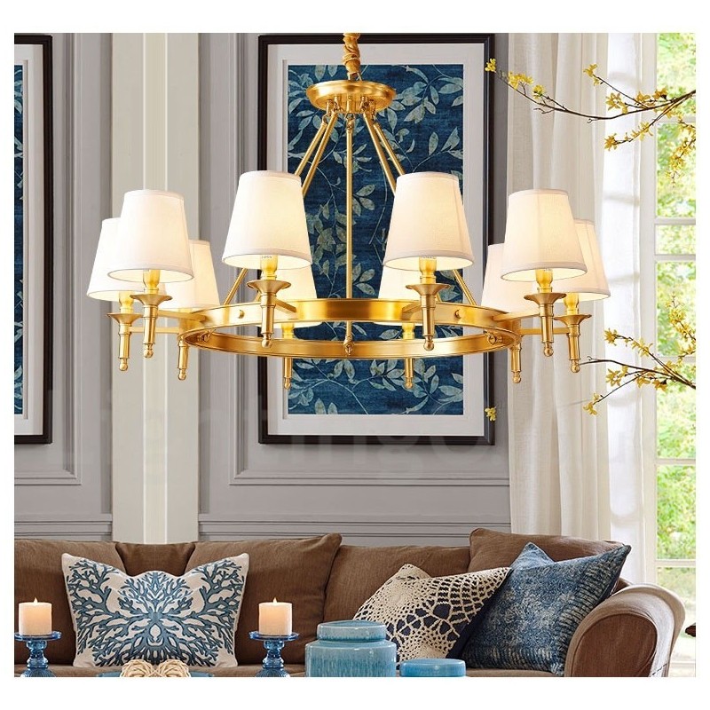 Pure Brass Round Chandelier Pendant Light Traditional Classic