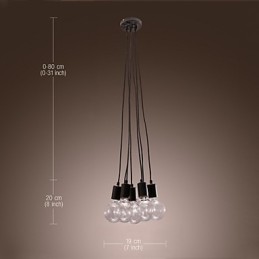 Modern Home 7 Head Edison Bulb Light Loft Glass Ball Pendant Light