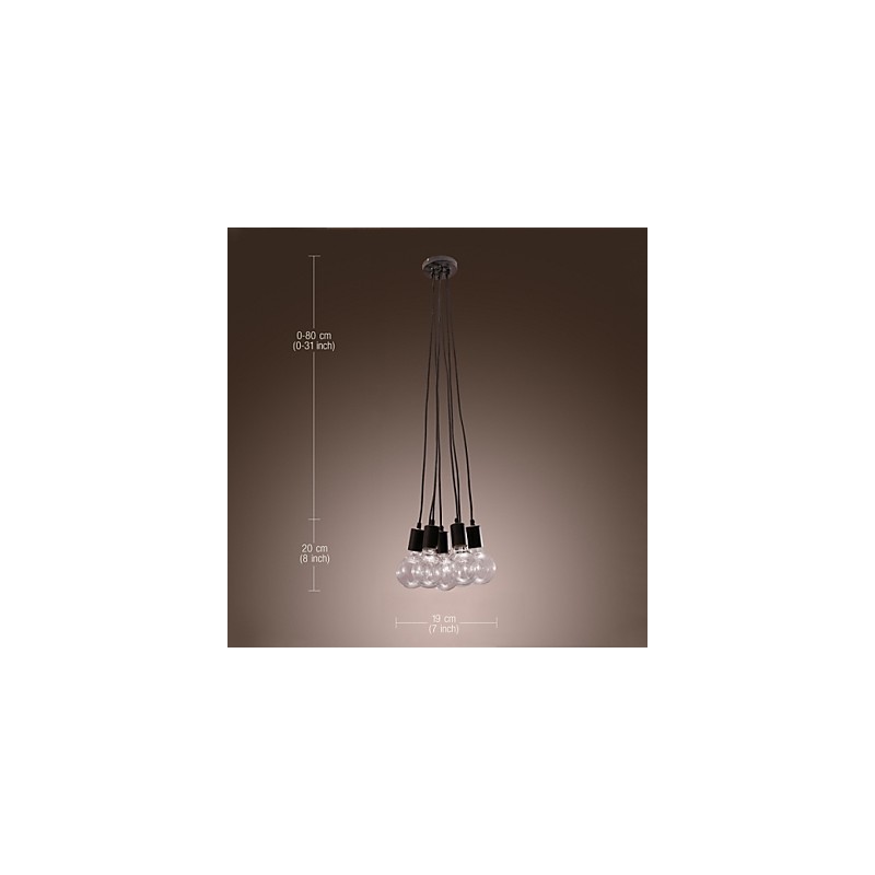 Modern Home 7 Head Edison Bulb Light Loft Glass Ball Pendant Light