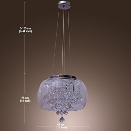 Artistic 6 Light Crystal Pendant Light with Glass Shade
