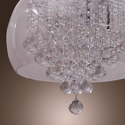 Artistic 6 Light Crystal Pendant Light with Glass Shade