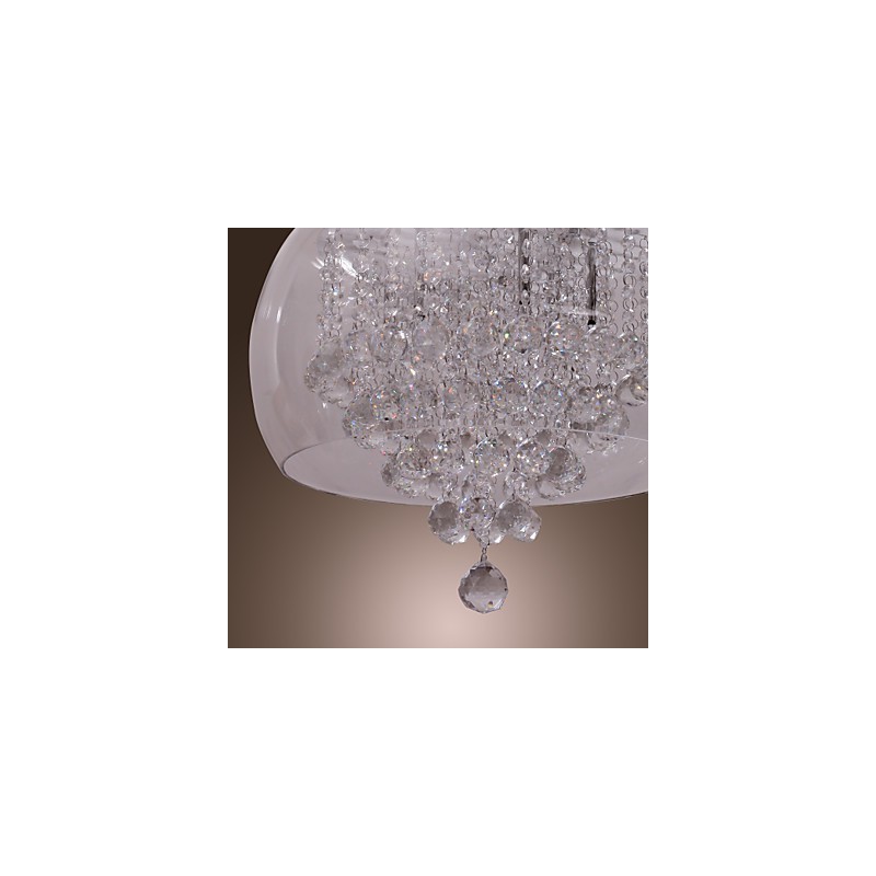 Artistic 6 Light Crystal Pendant Light with Glass Shade