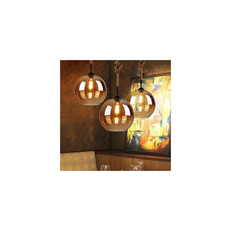 Loft American Rope Retro Lighting Lights Glass Pendant Light
