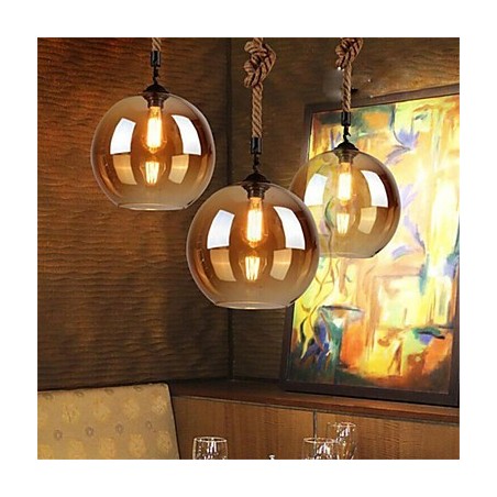 Loft American Rope Retro Lighting Lights Glass Pendant Light