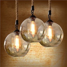 Loft American Rope Retro Lighting Lights Glass Pendant Light