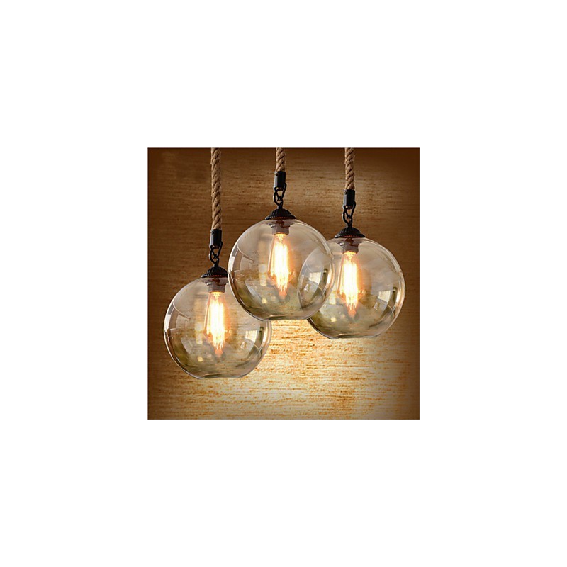 Loft American Rope Retro Lighting Lights Glass Pendant Light