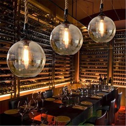 Loft American Rope Retro Lighting Lights Glass Pendant Light