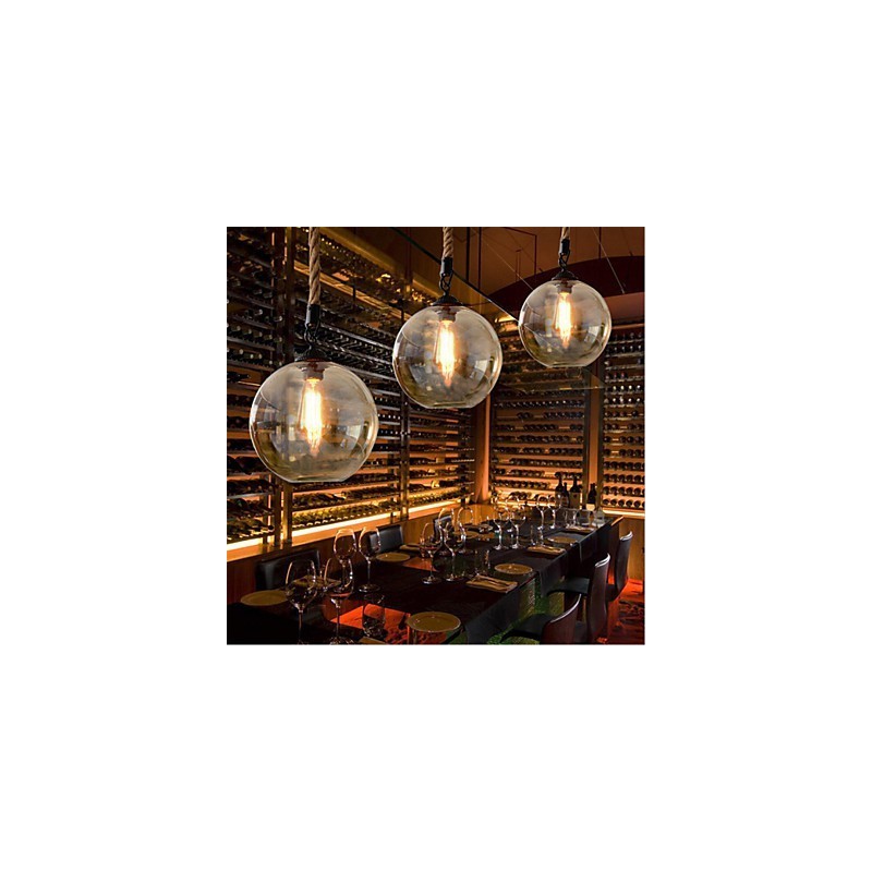 Loft American Rope Retro Lighting Lights Glass Pendant Light