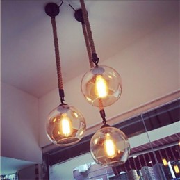 Loft American Rope Retro Lighting Lights Glass Pendant Light