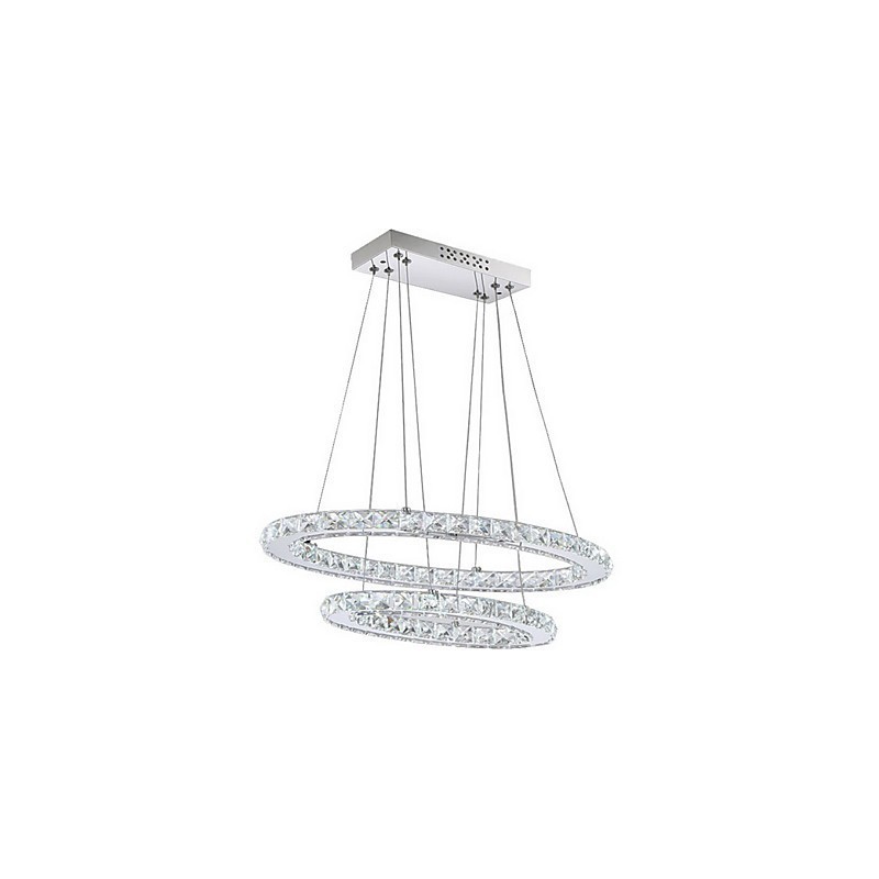 Modern Crystal Pendant Light with Oval Double Ring for