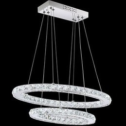 Modern Crystal Pendant Light with Oval Double Ring for