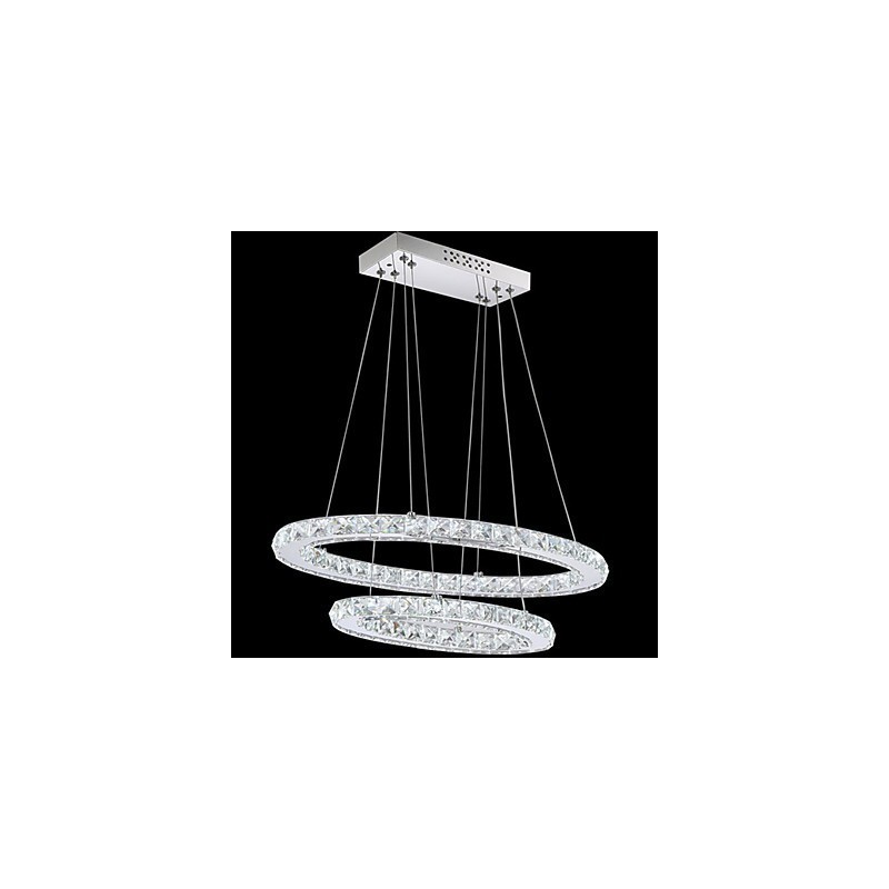 Modern Crystal Pendant Light with Oval Double Ring for