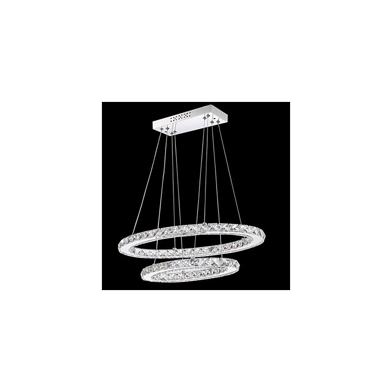 Modern Crystal Pendant Light with Oval Double Ring for