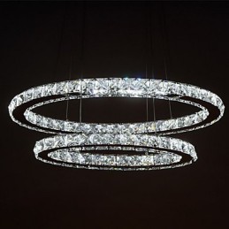 Modern Crystal Pendant Light with Oval Double Ring for