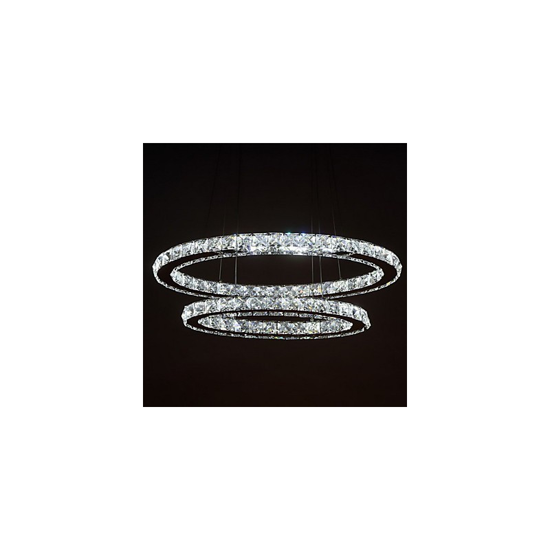Modern Crystal Pendant Light with Oval Double Ring for