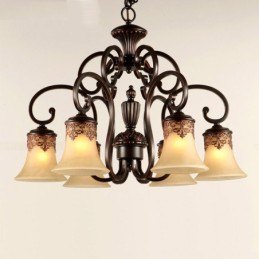 Chandelier Pendant Light 6 Lights Vintage Country Island Metal+Glass