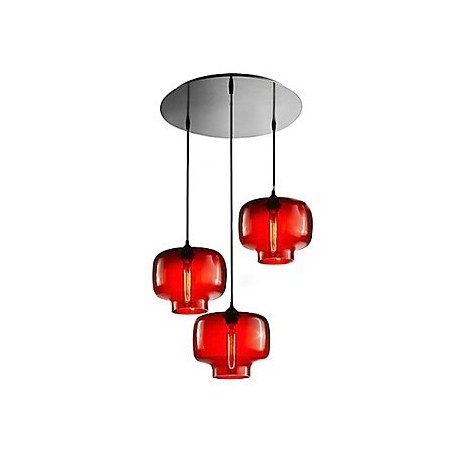 Modern Glass Pendant Light with 3 Lights in Transparent Bottle Design