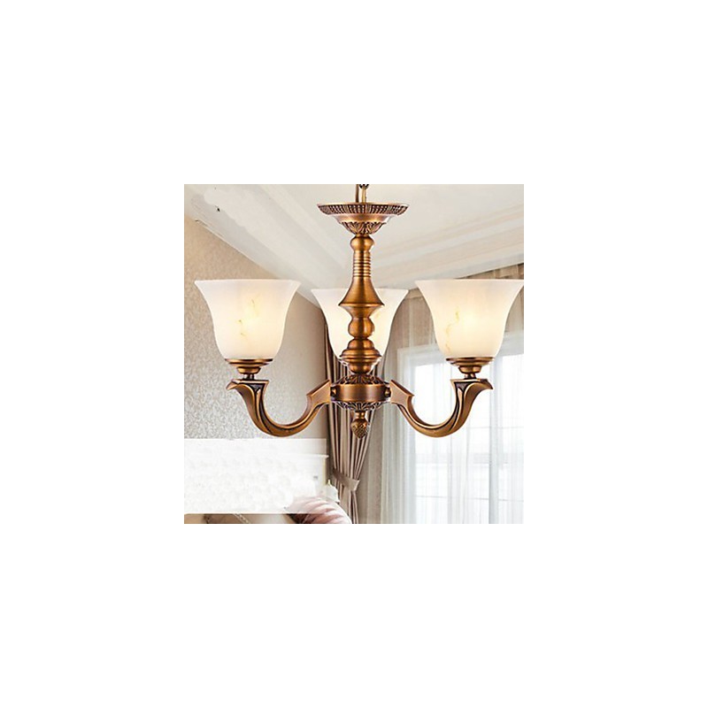 European Style Chandelier Full copper lamp Marble lamps