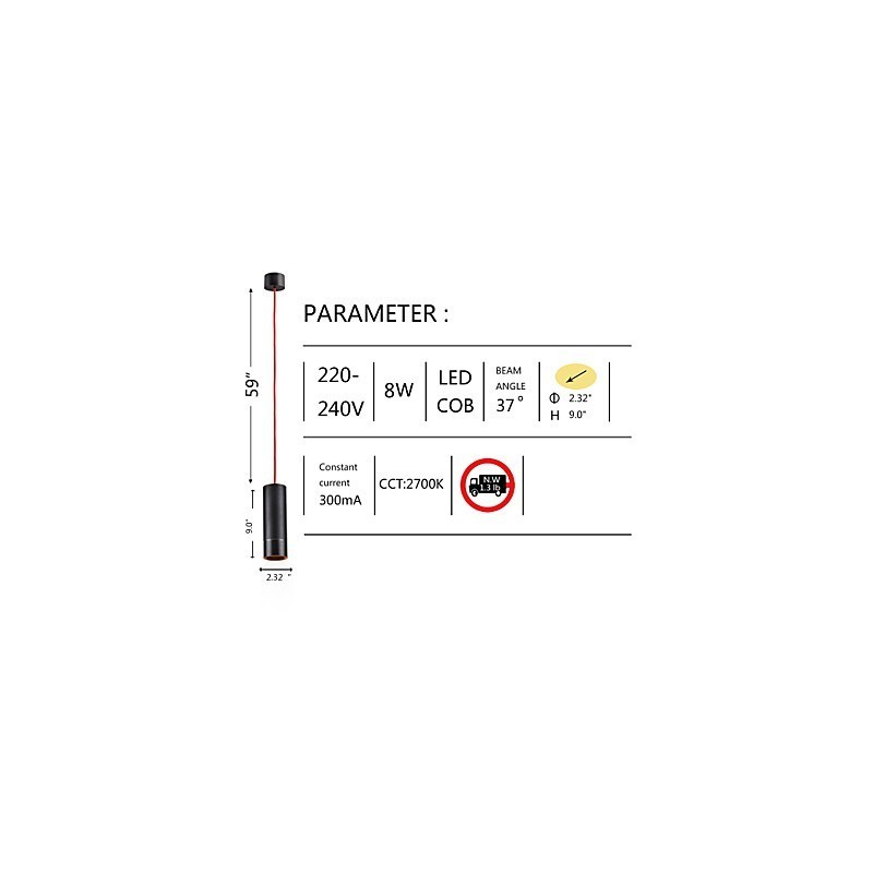 1 Light Mini Pendant light Black Anodized with Aluminium