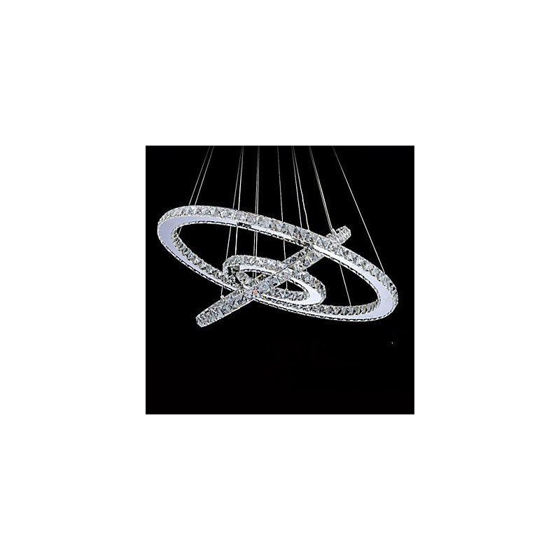 Dimmable Circular Pendant Chandelier Lighting Fixtures with K9 Crystal Warm and Cool White with Remote Control