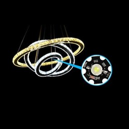 Dimmable Circular Pendant Chandelier Lighting Fixtures with K9 Crystal Warm and Cool White with Remote Control