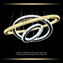 Dimmable Circular Pendant Chandelier Lighting Fixtures with K9 Crystal Warm and Cool White with Remote Control