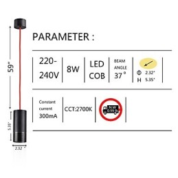 1 Light Mini Pendant light Black Anodized with Aluminium