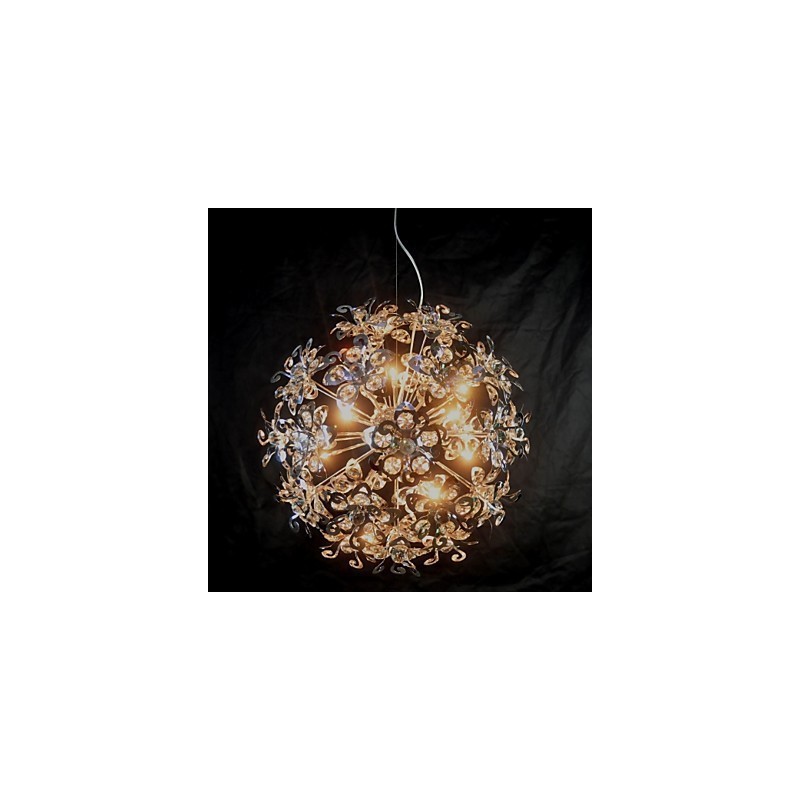 Modern Contemporary Chrome Crystal Pendant Light