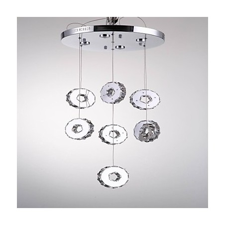 Modern High Grade Seven Ring 7 Lights Stainless Steel Crystal Chandelier