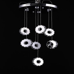 Modern High Grade Seven Ring 7 Lights Stainless Steel Crystal Chandelier