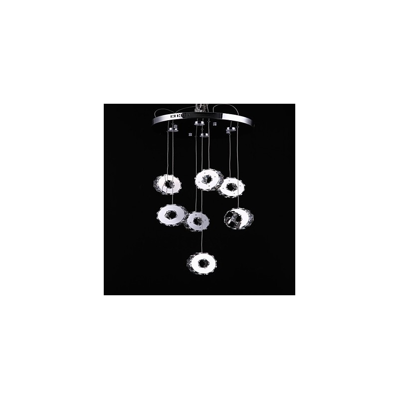 Modern High Grade Seven Ring 7 Lights Stainless Steel Crystal Chandelier