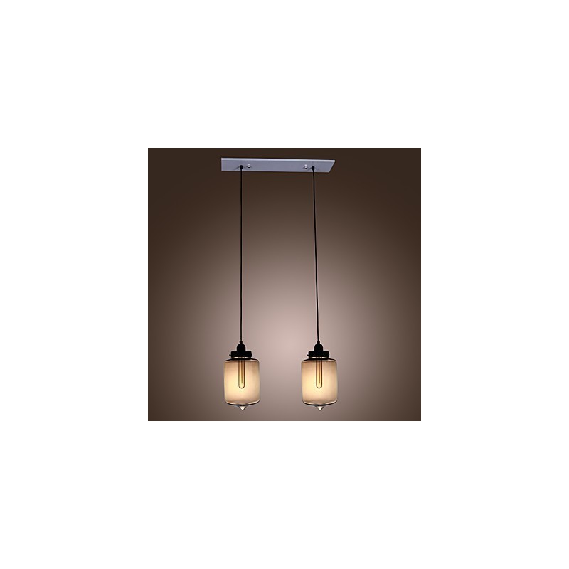 Modern Glass Pendant Light with 2 Lights in Transparent Bottle Design