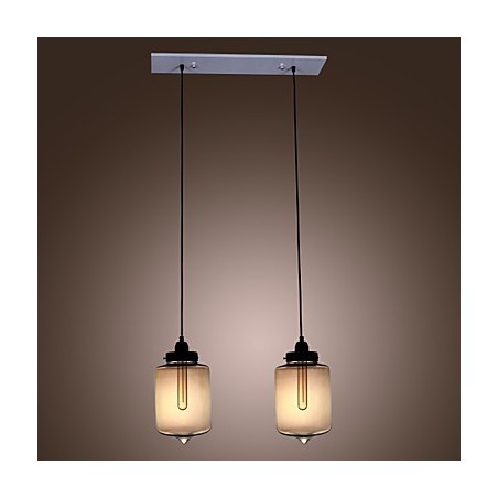 Modern Glass Pendant Light with 2 Lights in Transparent Bottle Design