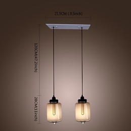 Modern Glass Pendant Light with 2 Lights in Transparent Bottle Design