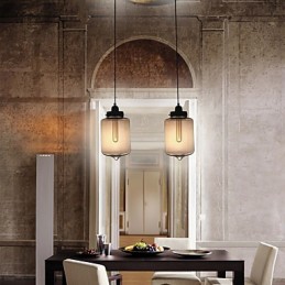 Modern Glass Pendant Light with 2 Lights in Transparent Bottle Design