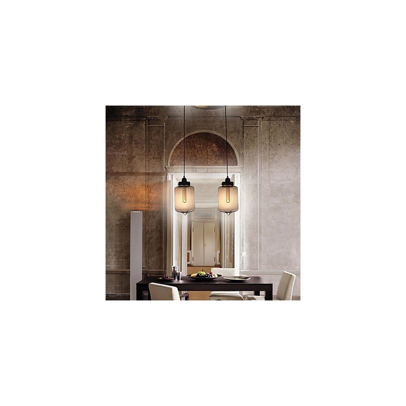 Modern Glass Pendant Light with 2 Lights in Transparent Bottle Design