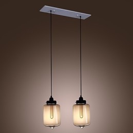 Modern Glass Pendant Light with 2 Lights in Transparent Bottle Design