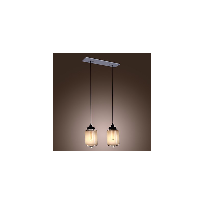 Modern Glass Pendant Light with 2 Lights in Transparent Bottle Design