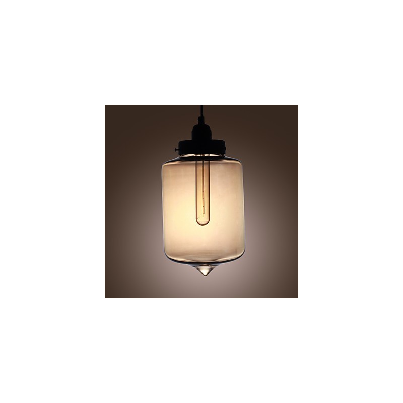 Modern Glass Pendant Light with 2 Lights in Transparent Bottle Design