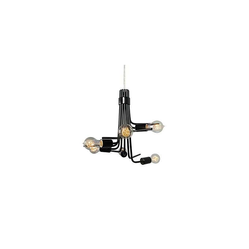 North American Style Modern Characteristic 6 Light Pendant In Black