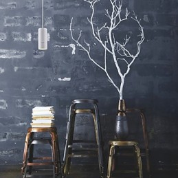 GE 05032 8W 136mm 1 Light Mini Pendant light Powdered White with Aluminium