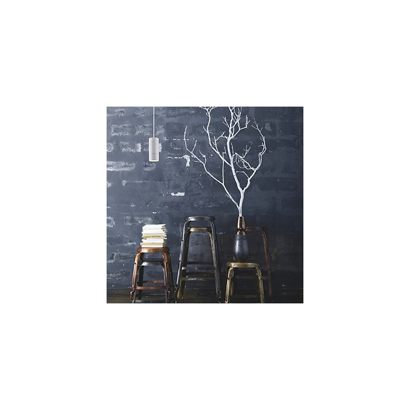 GE 05032 8W 136mm 1 Light Mini Pendant light Powdered White with Aluminium