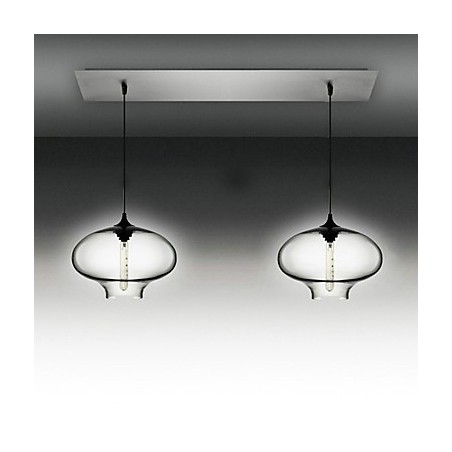 2 Light Modern Glass Pendant Light in Black Bubble Design