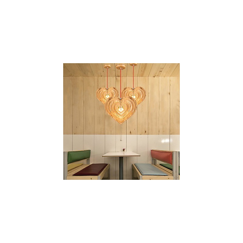 Chandelier Mini Style Lantern Wood Bamboo