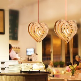 Chandelier Mini Style Lantern Wood Bamboo